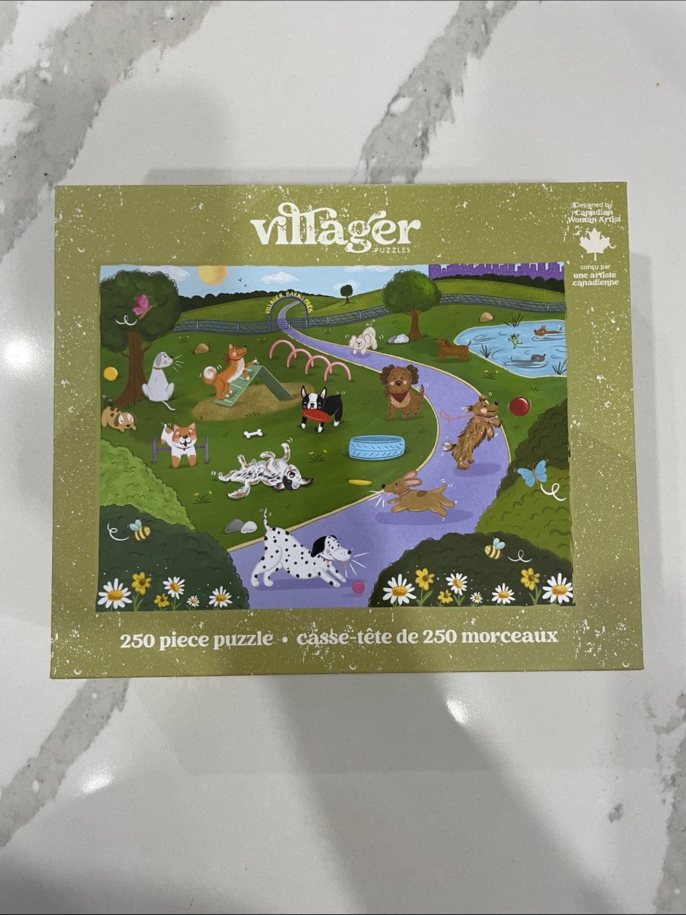 Dogs in the Park 250-Piece Puzzle - Olive Green